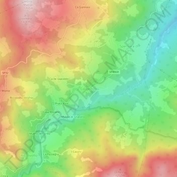 Mappa topografica Cargedolo, altitudine, rilievo