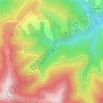 Mappa topografica Broucaillou, altitudine, rilievo