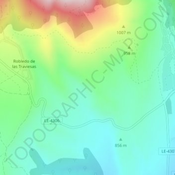 Mappa topografica Juan Alveiro, altitudine, rilievo