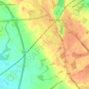 Mappa topografica Bexton, altitudine, rilievo