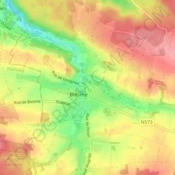 Mappa topografica Le Mont, altitudine, rilievo