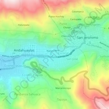 Mappa topografica Posccota, altitudine, rilievo