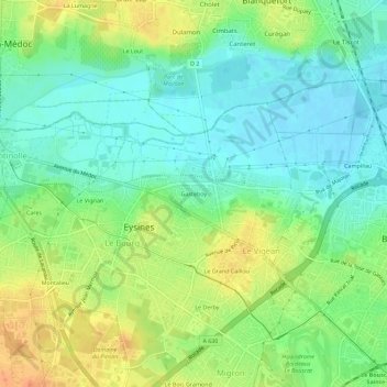 Mappa topografica Gasteboy, altitudine, rilievo