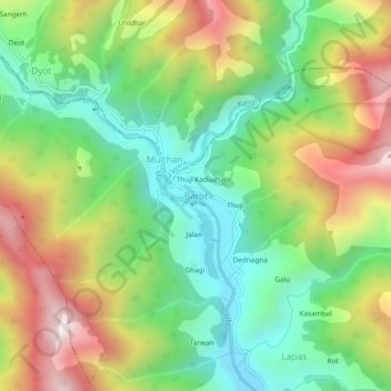 Mappa topografica Barot, altitudine, rilievo