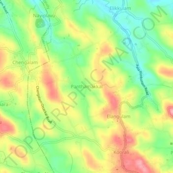 Mappa topografica Panthamakkal, altitudine, rilievo
