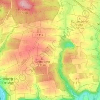 Mappa topografica Zwingelhausen, altitudine, rilievo
