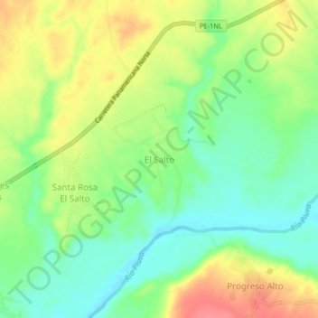 Mappa topografica El Salto, altitudine, rilievo