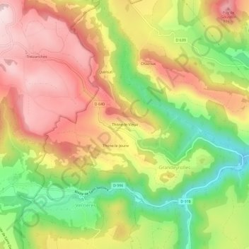 Mappa topografica Thone-le-Vieux, altitudine, rilievo