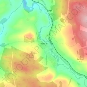 Mappa topografica Patna, altitudine, rilievo