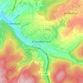 Mappa topografica Brandoberndorf, altitudine, rilievo