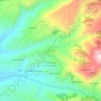 Mappa topografica Mosorrofa, altitudine, rilievo