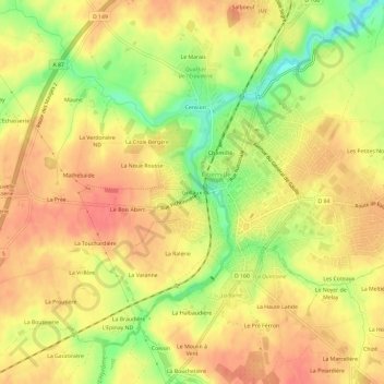 Mappa topografica Grillaux, altitudine, rilievo
