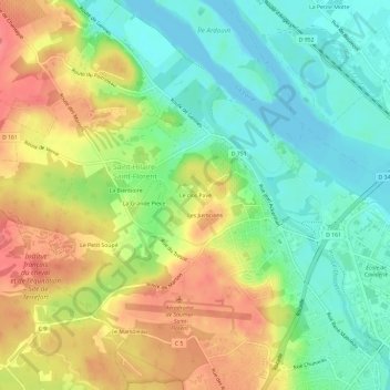 Mappa topografica Le clos Pavé, altitudine, rilievo