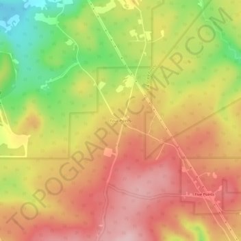 Mappa topografica Four Points, altitudine, rilievo