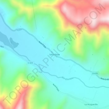 Mappa topografica Santa Rosa, altitudine, rilievo