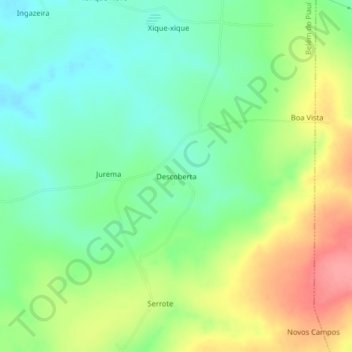 Mappa topografica Descoberta, altitudine, rilievo