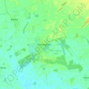 Mappa topografica Everingham, altitudine, rilievo