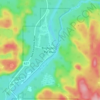 Mappa topografica Pic River, altitudine, rilievo