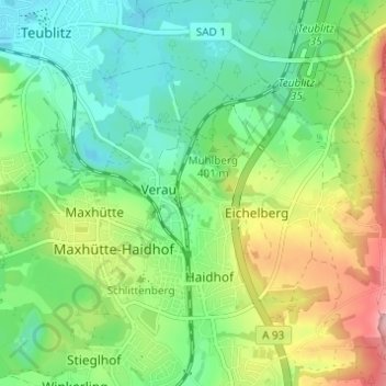 Mappa topografica Rappenbügl, altitudine, rilievo