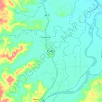 Mappa topografica Pudtol, altitudine, rilievo
