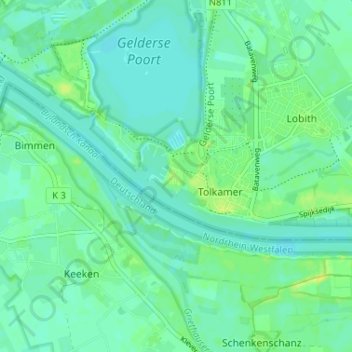 Mappa topografica Tuindorp, altitudine, rilievo