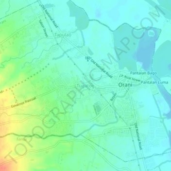 Mappa topografica Tugatog, altitudine, rilievo