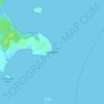 Mappa topografica Cape Breton, altitudine, rilievo