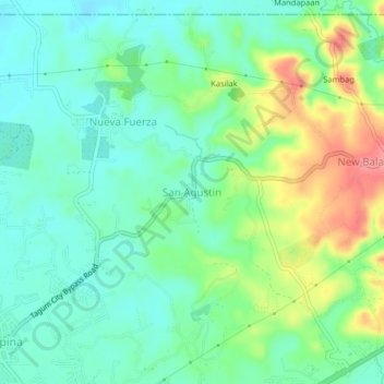 Mappa topografica San Agustin, altitudine, rilievo