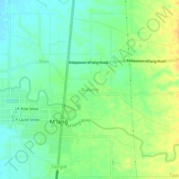 Mappa topografica Bialong, altitudine, rilievo