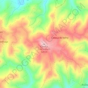 Mappa topografica Cabeça do Velho, altitudine, rilievo