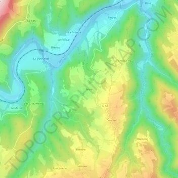 Mappa topografica Peyre, altitudine, rilievo