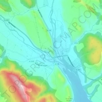 Mappa topografica Aínsa, altitudine, rilievo
