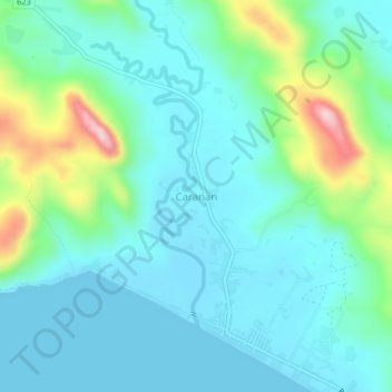 Mappa topografica Caranan, altitudine, rilievo