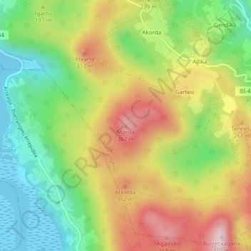 Mappa topografica Marua, altitudine, rilievo