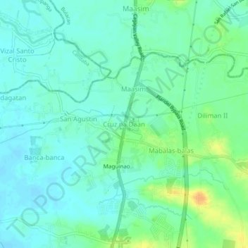 Mappa topografica Cruz na Daan, altitudine, rilievo