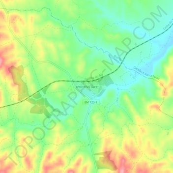 Mappa topografica Amoreiras-Gare, altitudine, rilievo