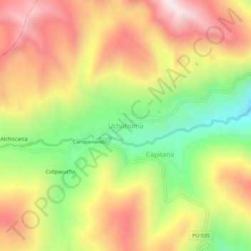 Mappa topografica Uchuhuma, altitudine, rilievo