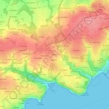 Mappa topografica Kestéria, altitudine, rilievo
