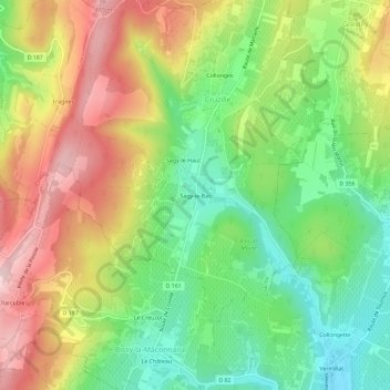Mappa topografica Sagy-le-Bas, altitudine, rilievo