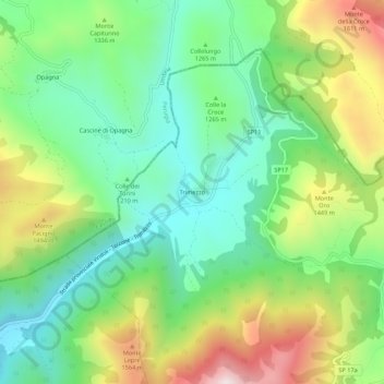 Mappa topografica Trimezzo, altitudine, rilievo