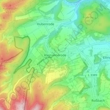 Mappa topografica Kleinalmerode, altitudine, rilievo