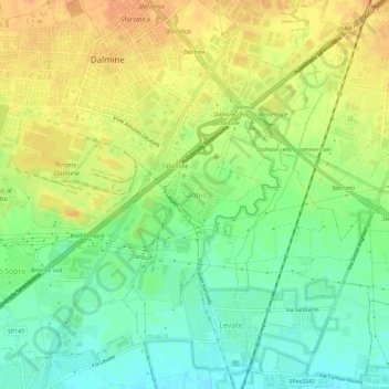 Mappa topografica Sabbio, altitudine, rilievo