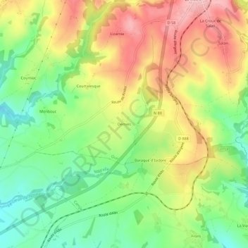 Mappa topografica Demies, altitudine, rilievo