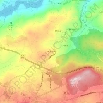 Mappa topografica Santo André, altitudine, rilievo