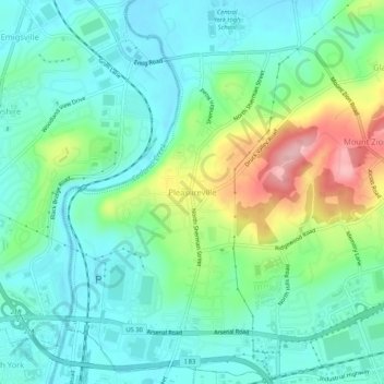 Mappa topografica Pleasureville, altitudine, rilievo