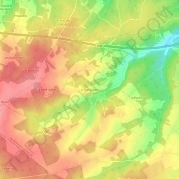 Mappa topografica La Mahaudière, altitudine, rilievo