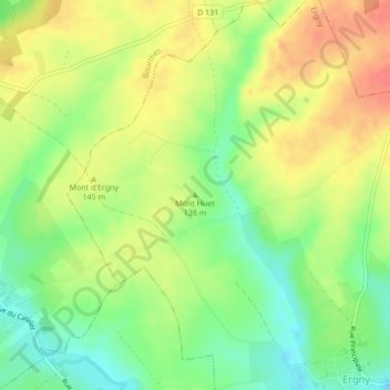 Mappa topografica Mont Huet, altitudine, rilievo