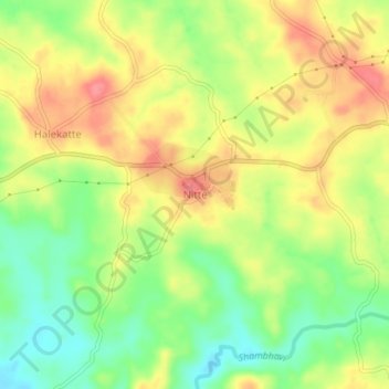 Mappa topografica Nitte, altitudine, rilievo