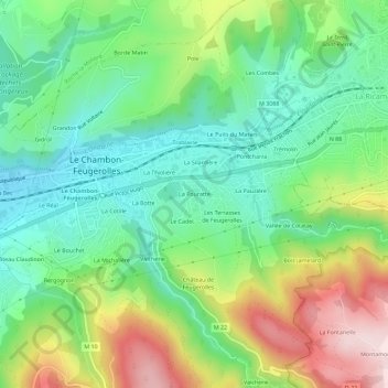 Mappa topografica La Pouratte, altitudine, rilievo
