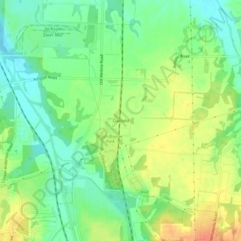 Mappa topografica Oakfield, altitudine, rilievo